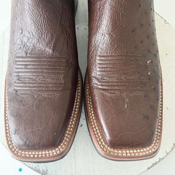 Rod Patrick Mens Cowboy Boots Size 12AA Brown Smooth Ostrich Western Square Toe - Picture 7 of 15